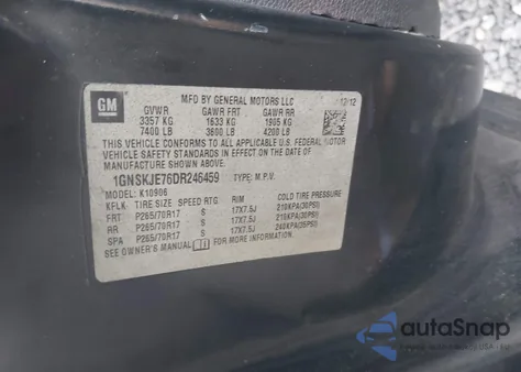 2013 Chevrolet Suburban 1500 Lt from USA, damaged, VIN 1GNSKJE76DR246459